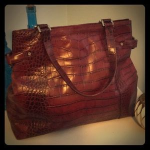 Red Crocodile print leather Ann Taylor bag